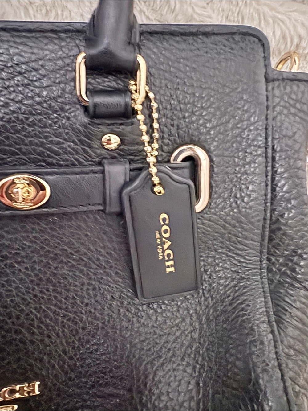 Coach Blake mini carryall. Black Pebbled Leather Satchel with Crossbody Strap - Picture 4 of 12